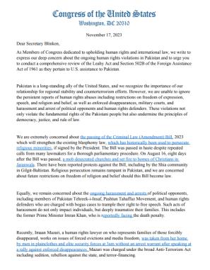 美国敦促停止对巴基斯坦的援助，直到巴基斯坦恢复宪法秩序，举行公平的选举