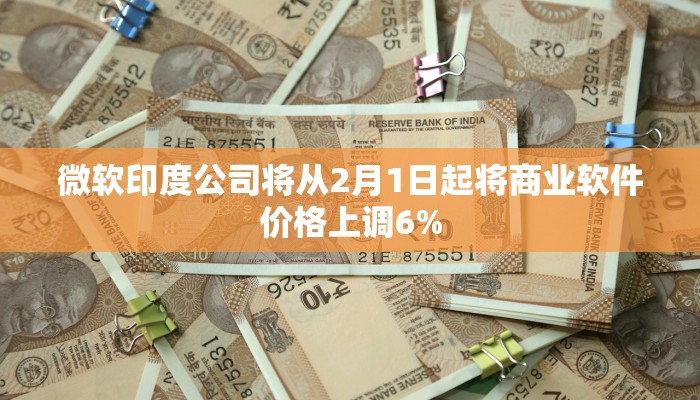 微软印度公司将从2月1日起将商业软件价格上调6%