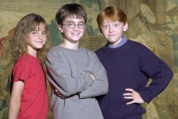From Left: Young actors Daniel Radcliffe, Rupert Grint, and Emma Watson from 