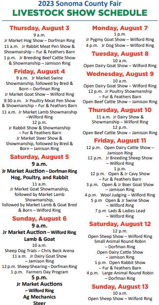 Livestock Shows Full Schedule