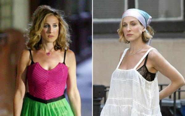 Left: Sarah Jessica Parker as Carrie Bradshaw in Season 6 of 