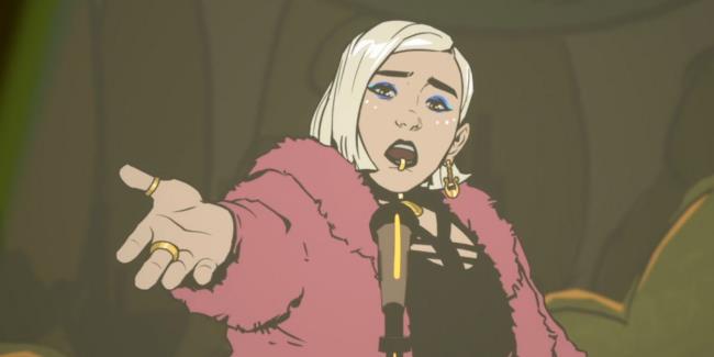 calliope singing on stage stray gods the roleplaying musical