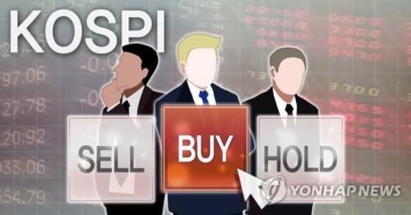 This illustration shows investors in the main KOSPI index. (Yonhap)