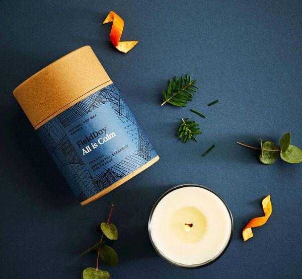 All is Calm from Field Day blends cool eucalyptus, fresh spearmint and the warmth of orange (24.95).
