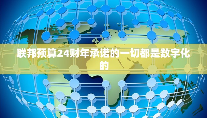 联邦预算24财年承诺的一切都是数字化的